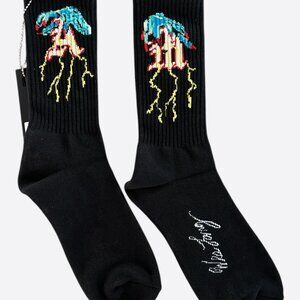 Amiri Wes Lang Black & Multicolor MA Hands Graphic Socks